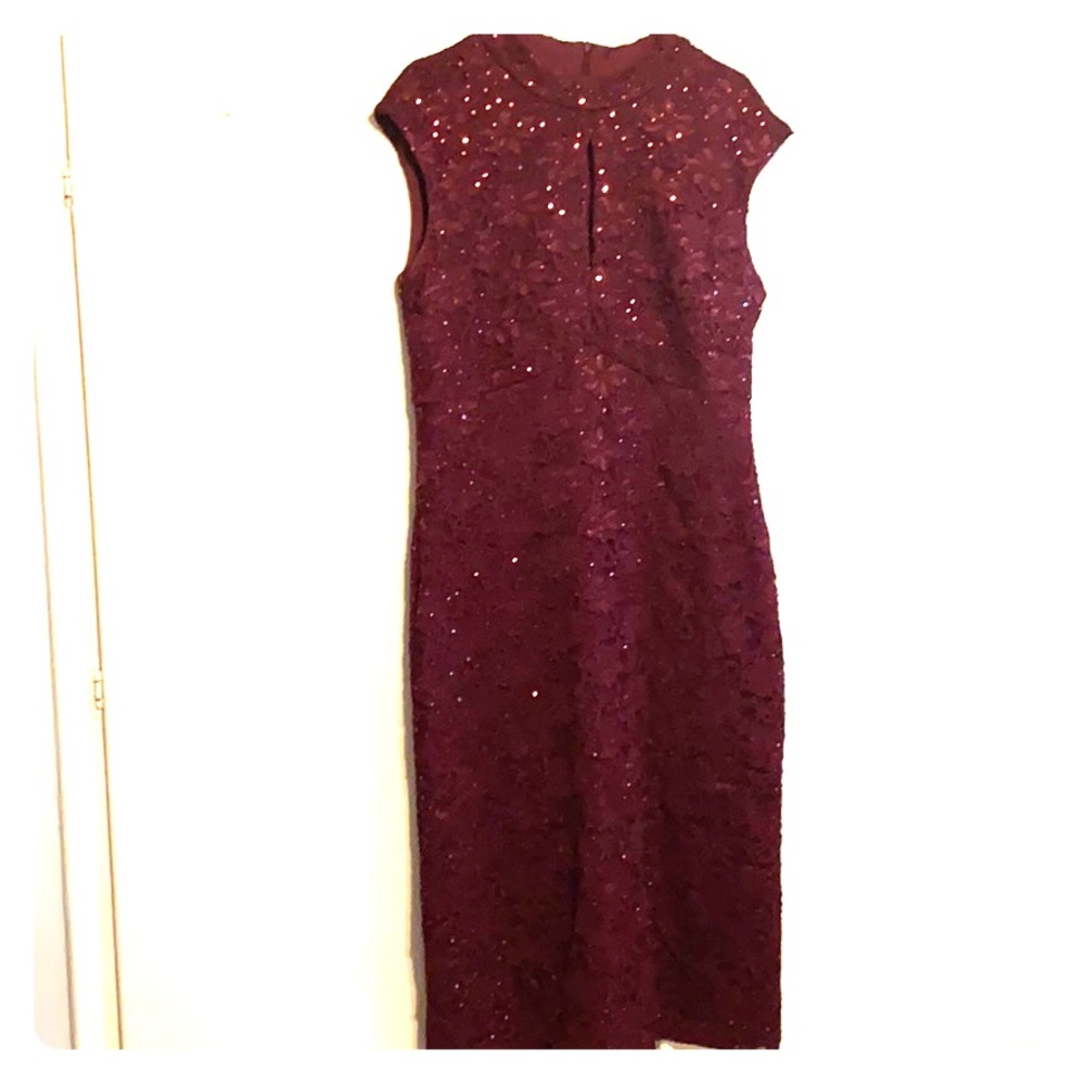 Connected Apparel burgundy sparkly dress